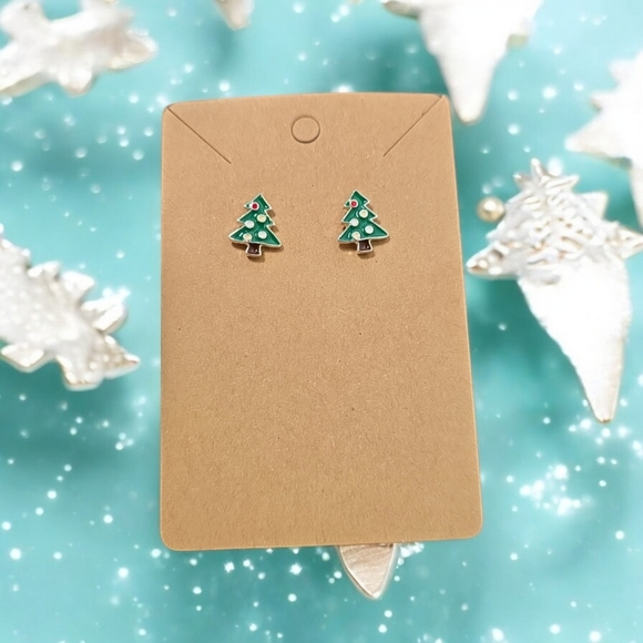Christmas Tree Holiday Festive Stud Earrings - Picture 1 of 2